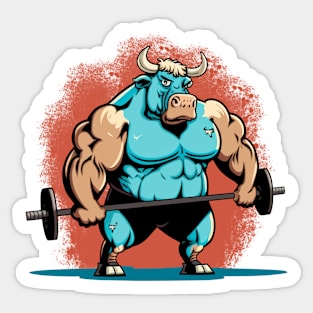 Bodybuilder Bull - Brick Sticker